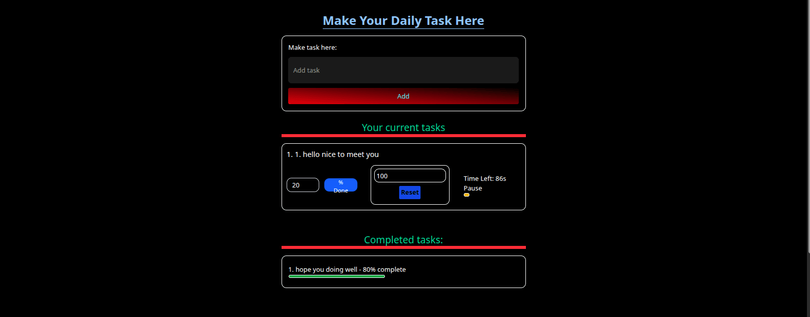Todo with Timer and Progress